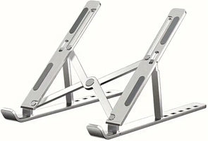JustElevat 6 Angles Adjustable Aluminum Ergonomic Foldable Portable Tabletop Laptop/Desktop Riser Stand Holder Compatible for MacBook, HP, Dell, Lenovo & All Other Notebook (Silver)