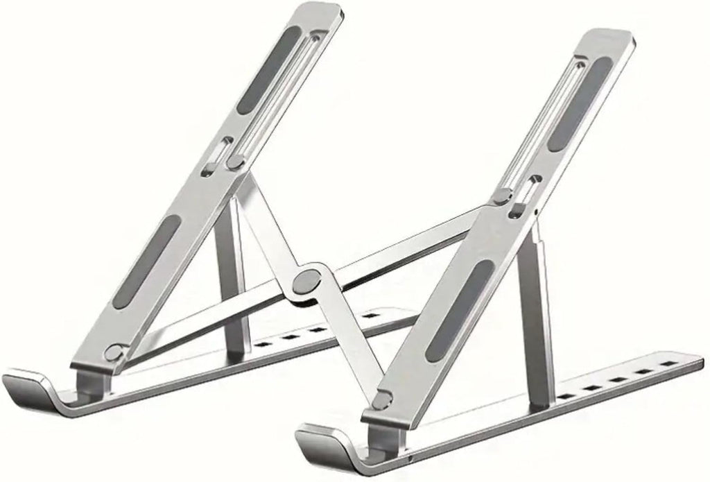 JustElevat 6 Angles Adjustable Aluminum Ergonomic Foldable Portable Tabletop Laptop/Desktop Riser Stand Holder Compatible for MacBook, HP, Dell, Lenovo & All Other Notebook (Silver)