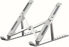 JustElevat 6 Angles Adjustable Aluminum Ergonomic Foldable Portable Tabletop Laptop/Desktop Riser Stand Holder Compatible for MacBook, HP, Dell, Lenovo & All Other Notebook (Silver)