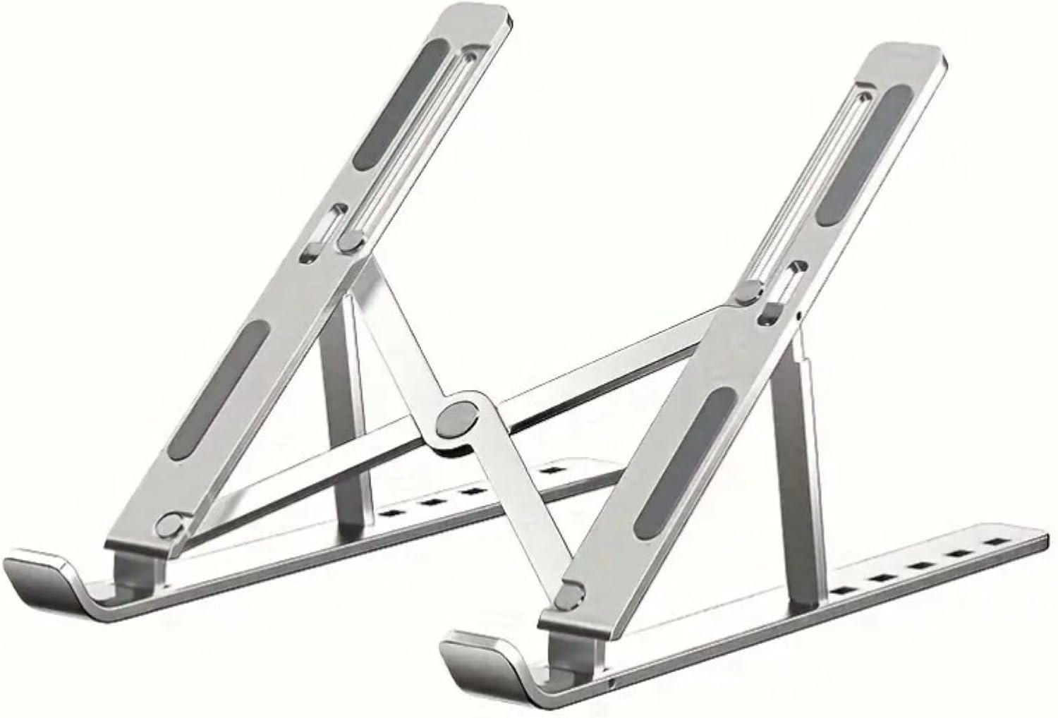 JustElevat 6 Angles Adjustable Aluminum Ergonomic Foldable Portable Tabletop Laptop/Desktop Riser Stand Holder Compatible for MacBook, HP, Dell, Lenovo & All Other Notebook (Silver)
