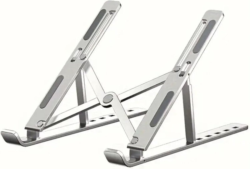 JustElevat 6 Angles Adjustable Aluminum Ergonomic Foldable Portable Tabletop Laptop/Desktop Riser Stand Holder Compatible for MacBook, HP, Dell, Lenovo & All Other Notebook (Silver)