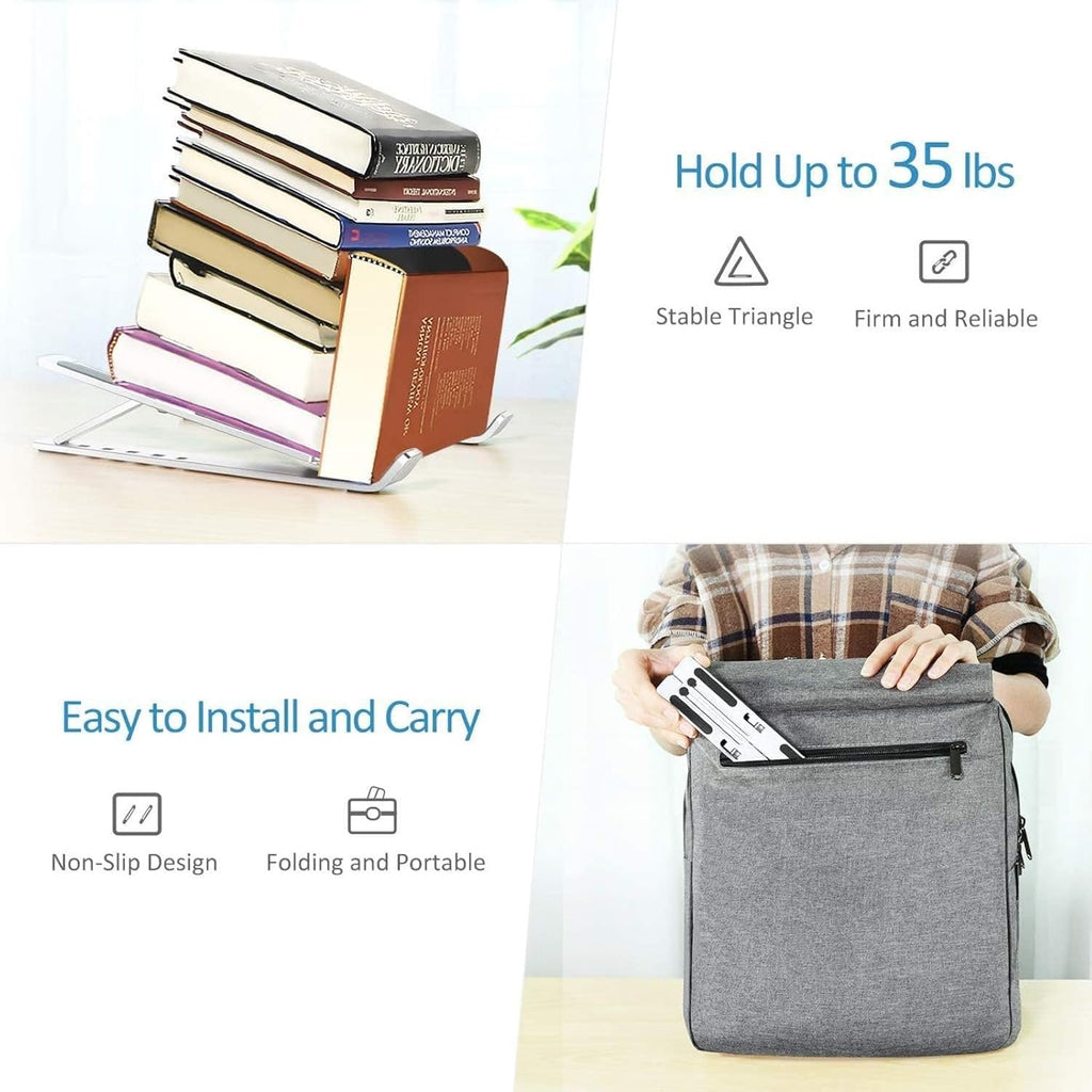 JustElevat 6 Angles Adjustable Aluminum Ergonomic Foldable Portable Tabletop Laptop/Desktop Riser Stand Holder Compatible for MacBook, HP, Dell, Lenovo & All Other Notebook (Silver)